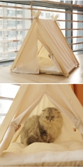 Haustierzelt, Pet-Tent, Katzenhaus, Hundezelt, Katzenzelt mit weichem Kissen, Tipi-Design