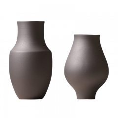 2er-Set  Keramik Vase matt Dekovase Tischvase , für Dekor aus Natur Clay, 100% Handarbeit Schwarz