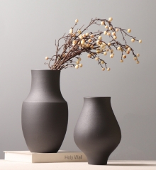 2er-Set  Keramik Vase matt Dekovase Tischvase , für Dekor aus Natur Clay, 100% Handarbeit Schwarz