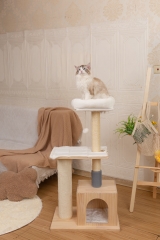 RAIKOU Pet Club Scratching Post, Cat Scratching Post, Scratching Furniture, Cat Toy, Multiple Levels, Scratching Columns, Caves, Hiding Places, Scratching Area, Sturdy, Perch for Cats, Scrubber, Sisal Rope, Roman Column, Grooming with Extended Comb Teeth