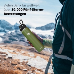 RAIKOU Thermoflasche Edelstahl Trinkflasche |350-532-739-946-1180ml Vakuumisolierte Wasserflasche|Auslaufsichere  Deckel|Sportflasche|0.5L |Heiß & Kalt|Standard Öffnung