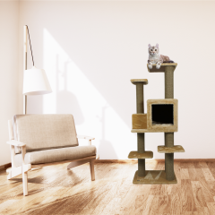 RAIKOU scratching post LOTUS Zürih modern design real wood natural sisal posts, W: 80cm L: 55cm H: 150cm, 34Kg