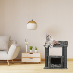 VILNIUS Aire de repos pour chat à deux étages avec surfaces à gratter dans une élégante couleur miel