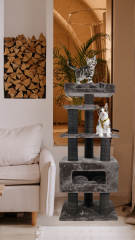 Genf Kratzbaum Katzenbaum Katzenkratzbaum Kletterbaum Spielbaum für Katzen 130 cm XXL