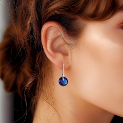 Boucles d'oreilles CRYSTAL ZIRCON avec gros zircons taillés, acier inoxydable, bleu