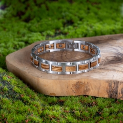 WOOD IN STYLE wood/stainless steel bracelet, matt brushed with magnets