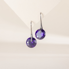 Boucles d'oreilles CRYSTAL ZIRCON avec gros zircons taillés, acier inoxydable, violet