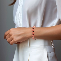 ROSE SHAMBHALA rose bracelet (adjustable with stainless steel clasp) with pink roses