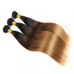 Silk Straight Ombre Hair Bundles Human Hair Weft 3PCS Lot  1b/4/27 Three Tone Straight Hair Weave
