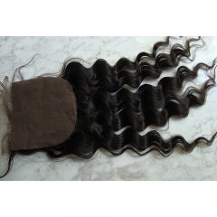 Virgin Hair 5x5 Silk Lace Closure Hidden Knots Loose Curly Silk Base Closure With Baby Hair