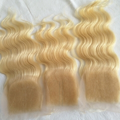 Blonde Lace Closure 4x4 Human Hair 613 Lace Closure With Baby Hair Blonde Body Wave Hair Closure Pre Plucked