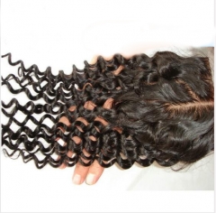 Deep Curly Silk Lace Closure 3.5x4 Virgin Human Hair Silk Base Closure Piece