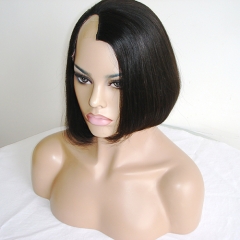 Straight U Part Wig Opening Right Side 1x4 Machine Made None Lace Wig Human Hair U Part Bob Wig