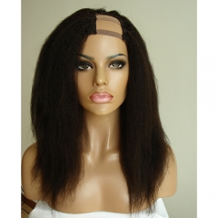 Kinky Straight U Part Wig  Machine Made U Part Wig  Left Side Opening Size 1x4