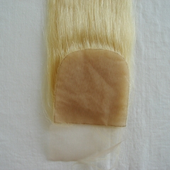Blonde Straight Silk Closure Virgin Hair Silk Base Closure Hidden Knots 613 Hair Closure
