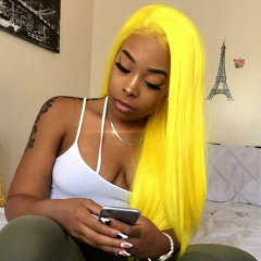 Yellow Full Lace Wig Pre Plucked Virgin Hair Wig With Baby Hair