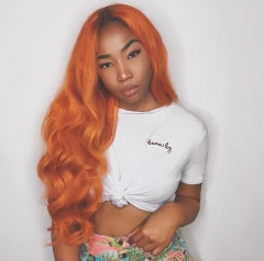 Orange Color Full Lace Human Hair Wigs Pre Plucked Body Wave Brazilian Virgin Hair Lace Wigs With baby Hair