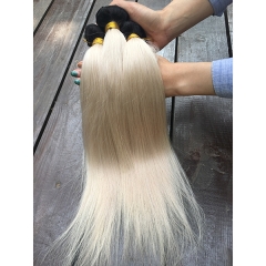 Blonde Hair Bundles With Dark Root 1b/60 Ombre Blonde Hair Weaving 3pcs Lot
