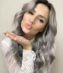 Grey Color Human Hair Wigs with Baby Hair Virgin Human Hair Straight Full Lace Wig Pre Plucked
