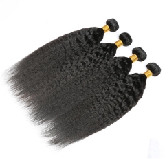 Kinky Straight Hair Human Hair Weave Bundles Coarse Yaki 100% Human Hair Bundles Extensions