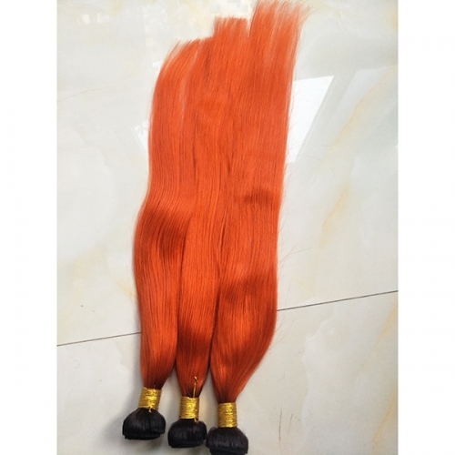 1b/Orange Straight Hair Bundles With Dark Root Orange Human Hair Weaveing 3PCS Lot