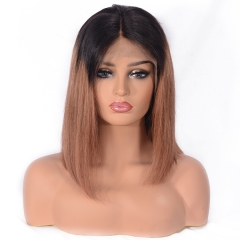 1b/30 Straight Cut Bob Wig Virgin Human Hair  Pre Plucked Bob Lace Front Wig