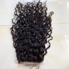 Transaprent Lace Culry Hair Closure 7x7  Human Hair Lace Closure Pre Plucked Hairline With Baby Hair Closures