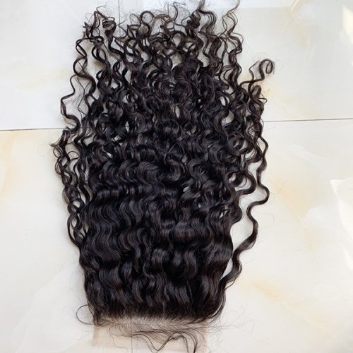 Transaprent Lace Culry Hair Closure 7x7  Human Hair Lace Closure Pre Plucked Hairline With Baby Hair Closures