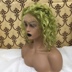 Green Hair Wig Curly Human Hair Lace Front Wig Pre Plucked Human Hair Lace Wigs