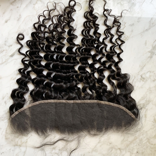 13x4 HD Lace Frontal Closure With Baby Hair Deep Curly Virgin Human Hair Lace Frontal Pre Plucked