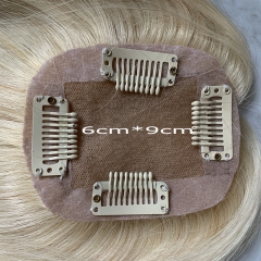 Blonde Hair Topper 6cmx9cm Virgin Human Hair Blonde Silk Base Hair Topper Piece Blonde Women Toupee