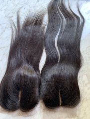 Middle Part Silk Base Closure 4*4 Virgin Human Hair Silk Lace Closure Hidden Knots