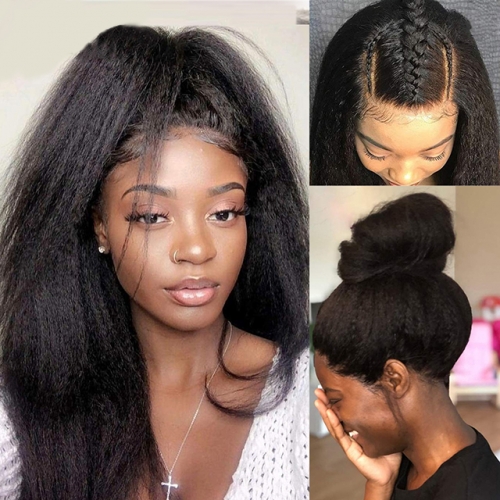 360 HD Lace Wig Pre Plucked With Baby Hair Kinky Straight Human Hair Wigs Transparent Lace Wigs HD 360 Lace Wigs