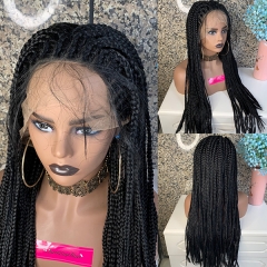 Braided Lace Front Wig Cornrow Braids Synthetic Frontal Braided Wig for Black Women Box Braid Wig With Baby Hair