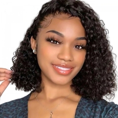 Curly Bob Wig Lace Front Wig Human Hair Wig With Baby Hair Side Part Short Human Hair Bob Wig Pre Plucked