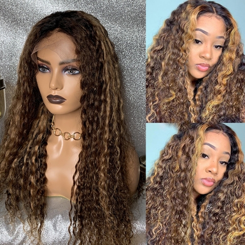 Ombre Highlight Lace Front Wig Brazilian Hair Lace Front Wig With Dark Root 150% Density Lace Wigs