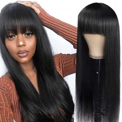 150% Density Lace Front Wig With Baby Hair Straight Hair Wig With Bang Human Hair Wig Satraight  13x4 Lace Frontal Wig With Fringe Human Hair