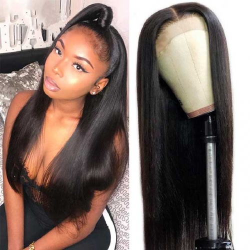 T Part Wig Bone Straight Lace Front Wig Pre Plucked Human Hair Wigs For Women T Part Lace Frontal Wig With Baby Hair