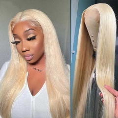 Straight Blonde 360 Lace Wig Pre Plucked Natural Hairline Human Hair 613 Blonde 360 Lace Frontal Wig