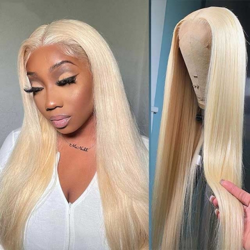 Straight Blonde 360 Lace Wig Pre Plucked Natural Hairline #613 Blonde 360 Hair Wig