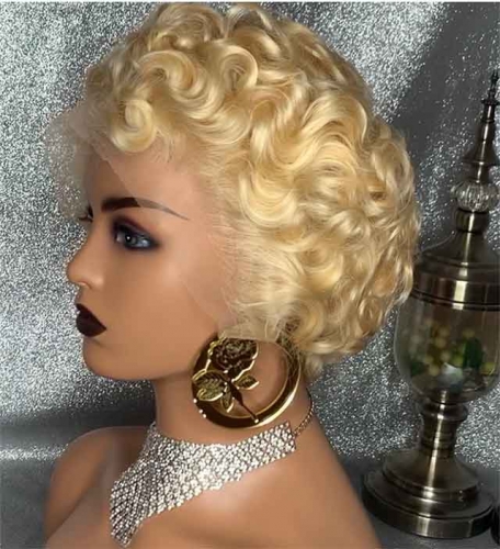 Blonde Cut Pixie Wig Short Lace Front Wig #613  Lace wigs Human Hair Blonde Hair Pixie Wig