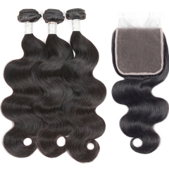 Body Wave Hair Bundle With HD Lace Closure Human Hair Bundles With Closure Body Wave HD Lace Closure Human Hair 4pcs / Lot