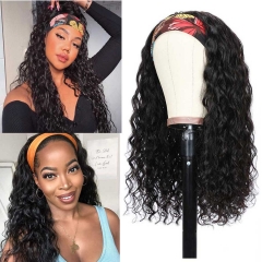 Loose Curly Headband Wig Fashion Non Lace Wigs For Women Easy Wear Curly Human Hair Scarf Head Band Wig