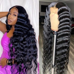 Loose Deep Wave Full Lace Wig Pre Plucked Human Hair Wigs for Women Natural Hairline With Baby Hair Wavy Lace Wigs Transparent Lace / HD lace Full Lac