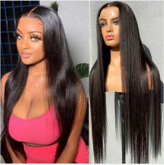 7x7 Closure Wig Straight Human Hair Lace Closure Wig Pre Plucked Straight Hair Wig With Baby Hair