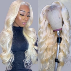 Body Wave 6x6 Blonde Closure Wig Transparent Lace Pre Plucked Natural Hairline Blonde #613 Lace Wig