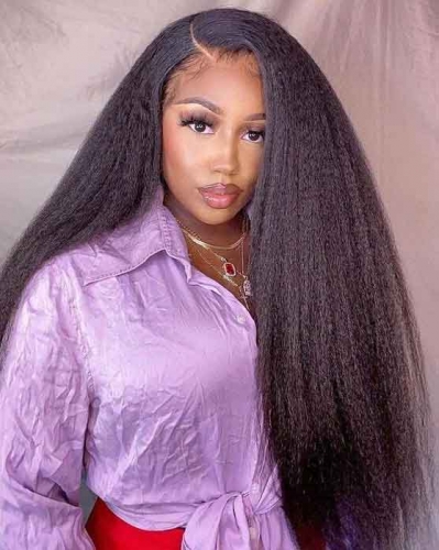 Kinky Straight HD Full Lace Wig Human Hair Wigs Preplucked For Black Women HD Lace Wigs