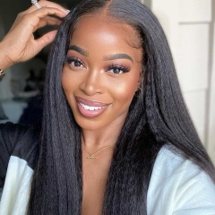 Kinky Straight Wig 6x6 HD Lace Closure Wig Natural Hairline Human Hair Lace Front Wigs for Women Yaki Human Hair HD Lace Wigs