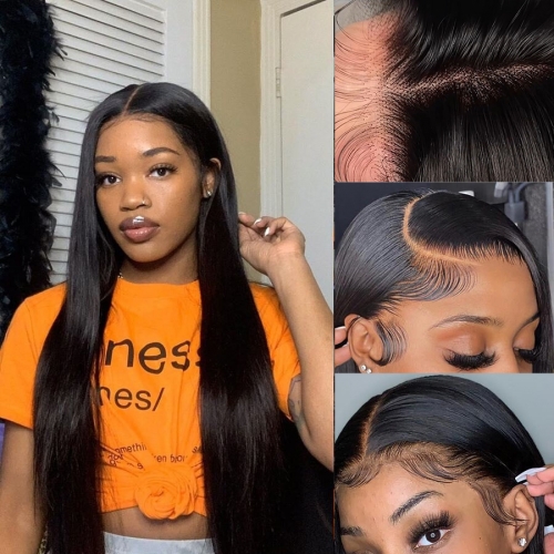 7X7 HD Lace Closure Wig With Baby Hair Human Hair Straight HD Lace Wig Pre Plucked Natural Hairline HD Lace Front Wigs