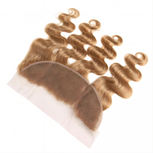 Honey Blonde Lace Frontal Closure Virgin Human Hair Ear To Ear Full Lace Frontal Hair 13x4 13x6 #27 Color Hair Frontal